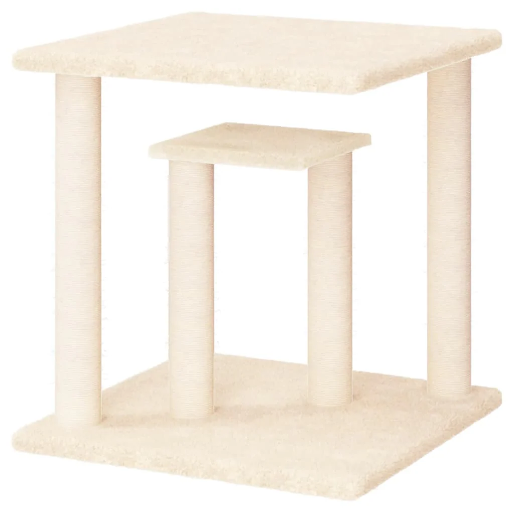 vidaXL Cat Scratching Post Cream Engineered wood, plush, sisal - Image 4