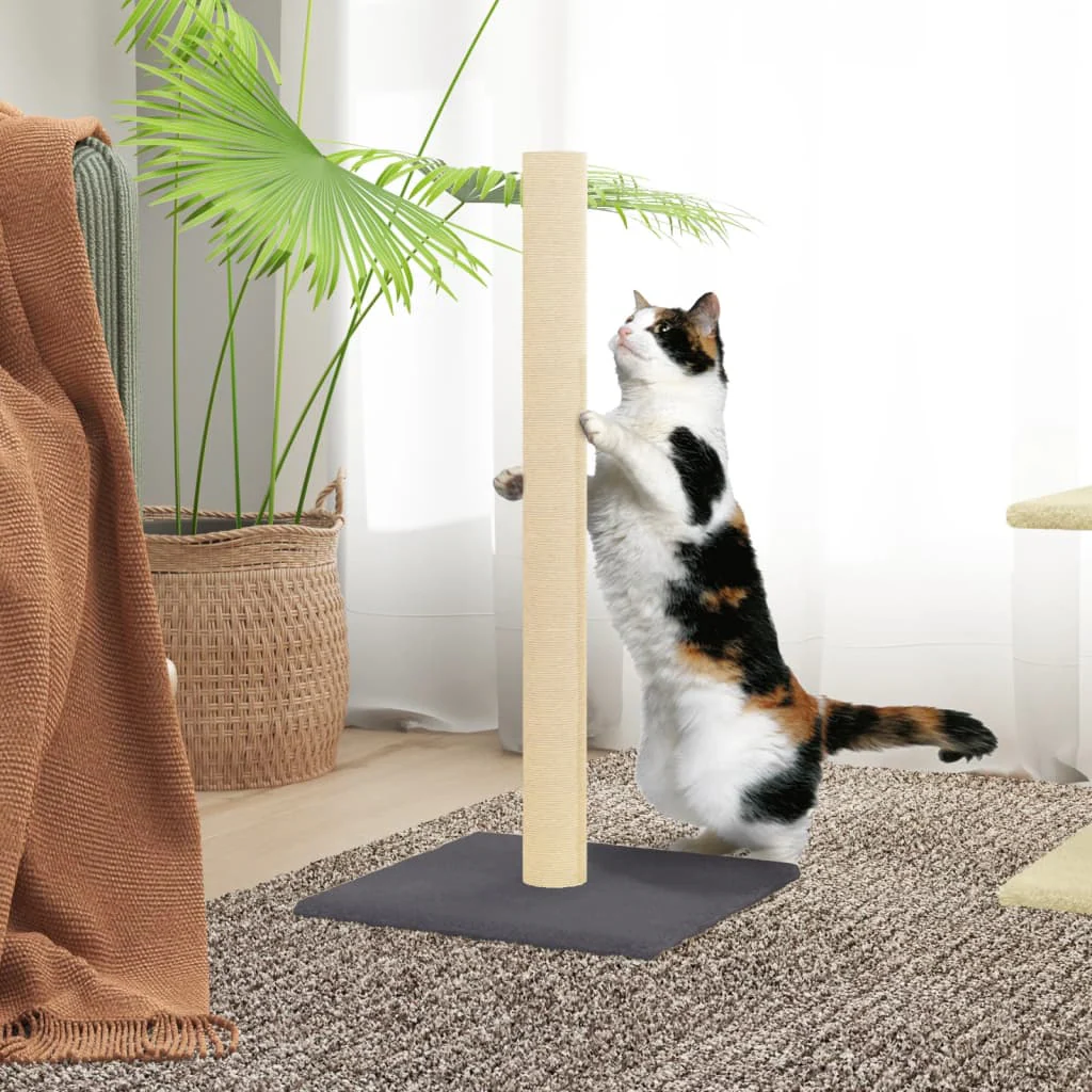 vidaXL Cat Scratching Post Dark Grey Engineered Wood, Plush, Sisal Compact