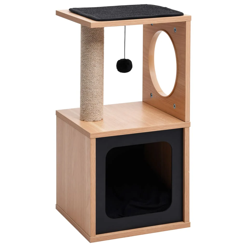 vidaXL Cat Tree Brown Wood 23.6 in Detachable Cat Tree Square