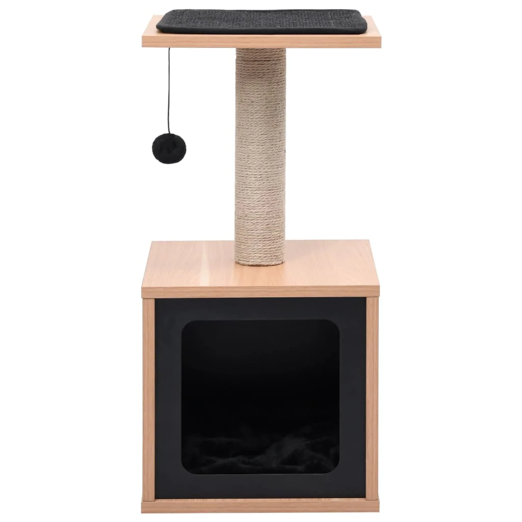 vidaXL Cat Tree Brown Wood Cat Tree Rectangular Cat Trees - Image 2