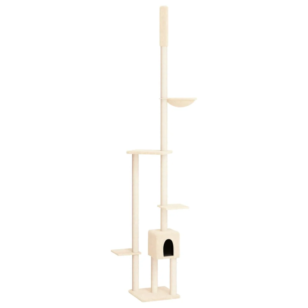 vidaXL Cat Tree Cream Engineered wood, plush, sisal Large Cat Tree - Image 2