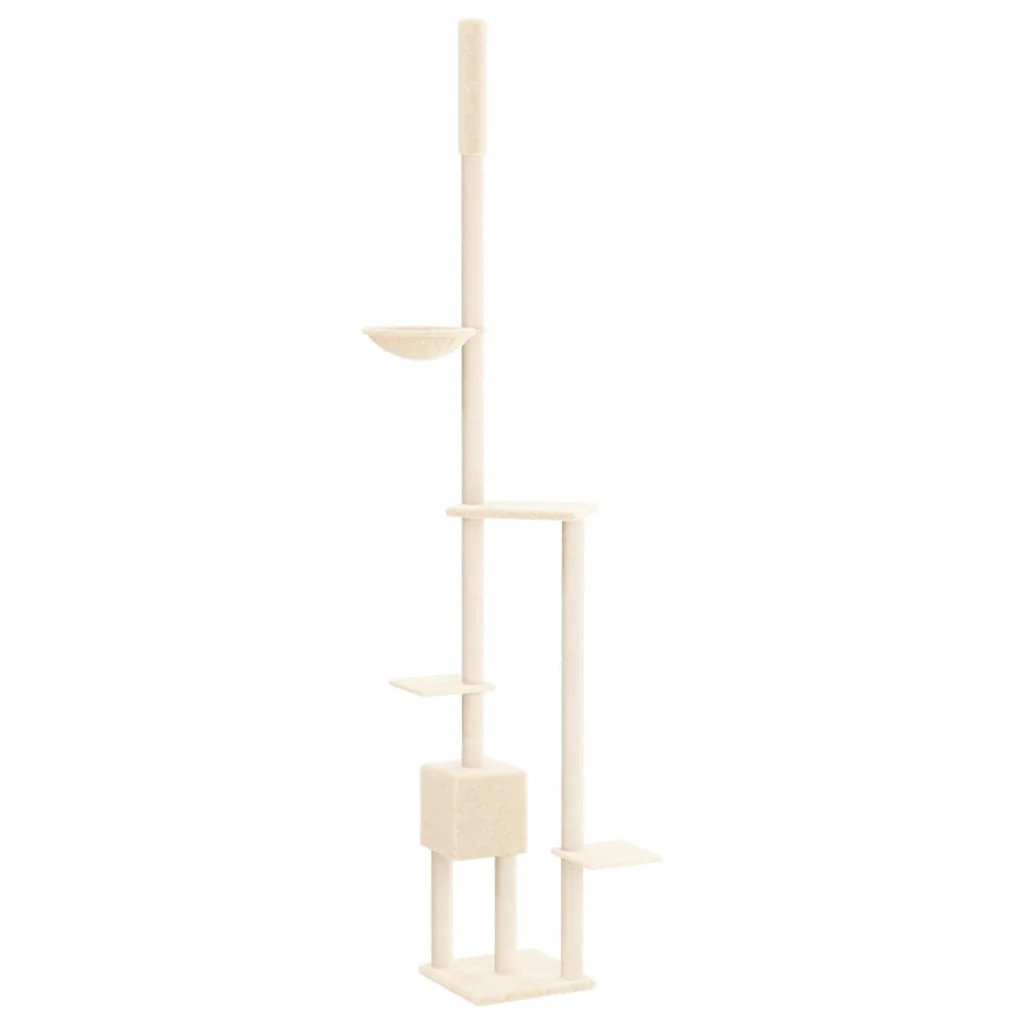 vidaXL Cat Tree Cream Engineered wood, plush, sisal Large Cat Tree - Image 5