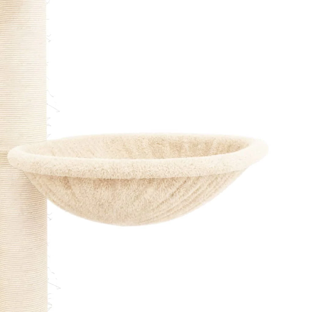 vidaXL Cat Tree Cream Engineered wood, plush, sisal Large Cat Tree - Image 8