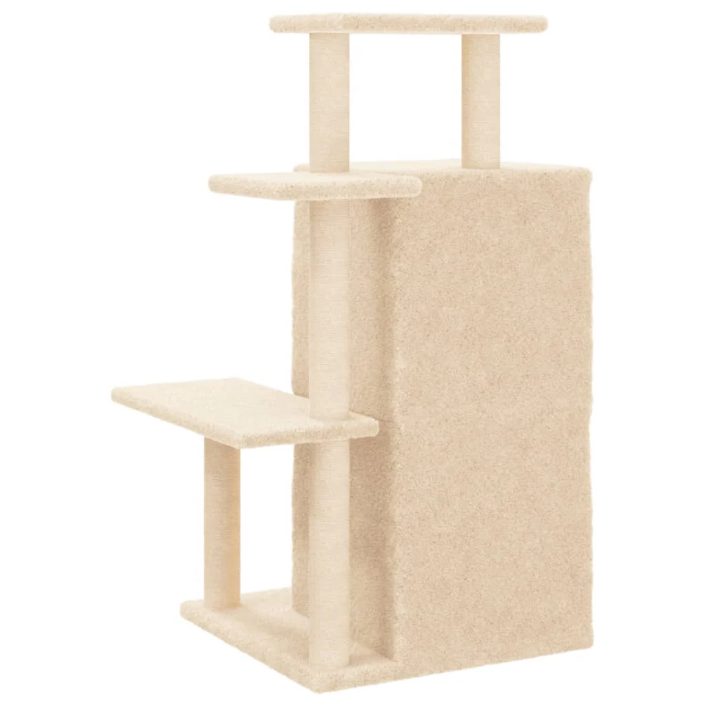 vidaXL Cat Tree Cream Engineered wood, plush, sisal Medium Durable - Image 6