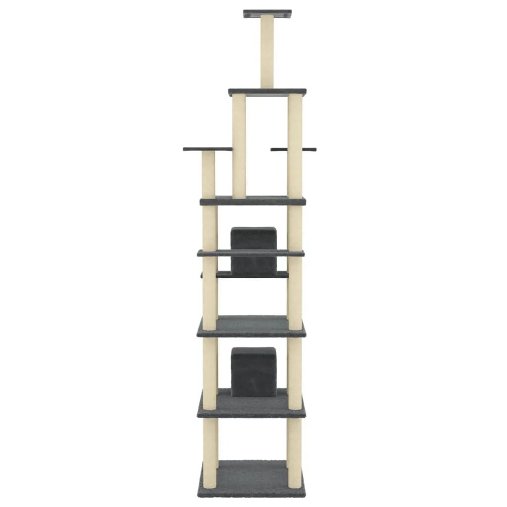 vidaXL Cat Tree Dark Grey Engineered wood, plush, sisal Large Durable - Image 5
