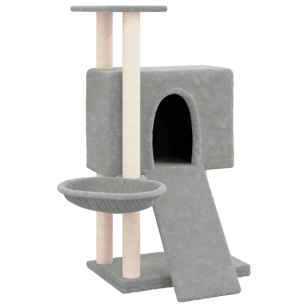 vidaXL Cat Tree Light Gray Engineered Wood Medium Modern Cat Tree - Image 2