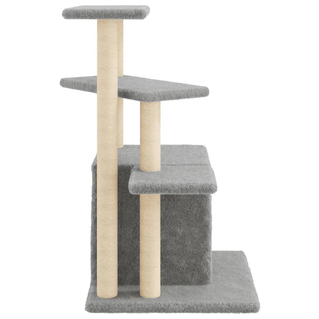 vidaXL Cat Tree Light gray Engineered wood, plush, sisal Medium Durable - Image 5