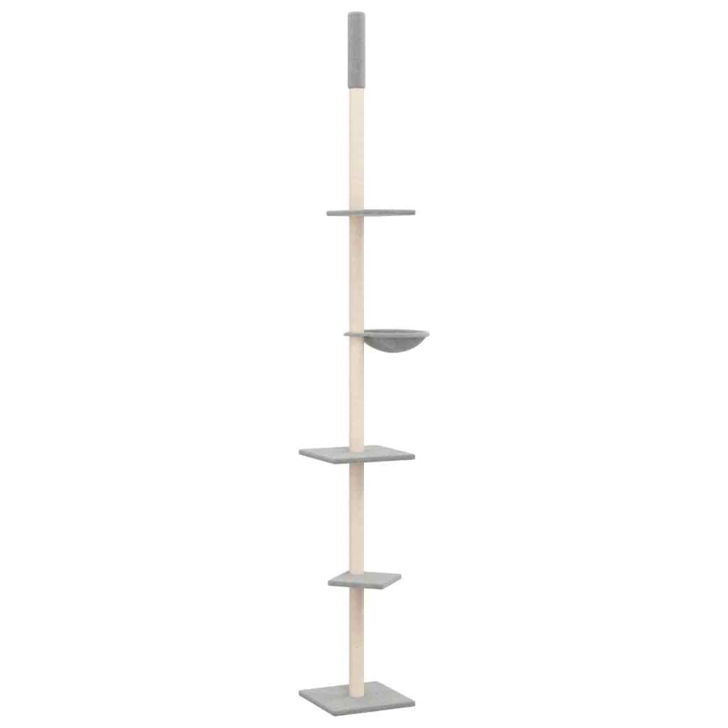 vidaXL Cat Tree Light Grey Engineered wood, plush, sisal Adjustable height - Image 2