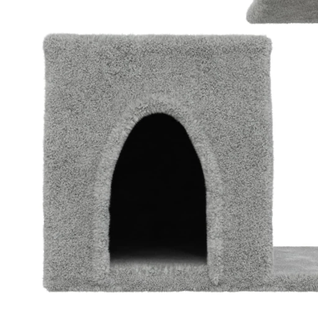 vidaXL Cat Tree Light grey Wood, plush, sisal 19.9 in tall Durable - Image 7