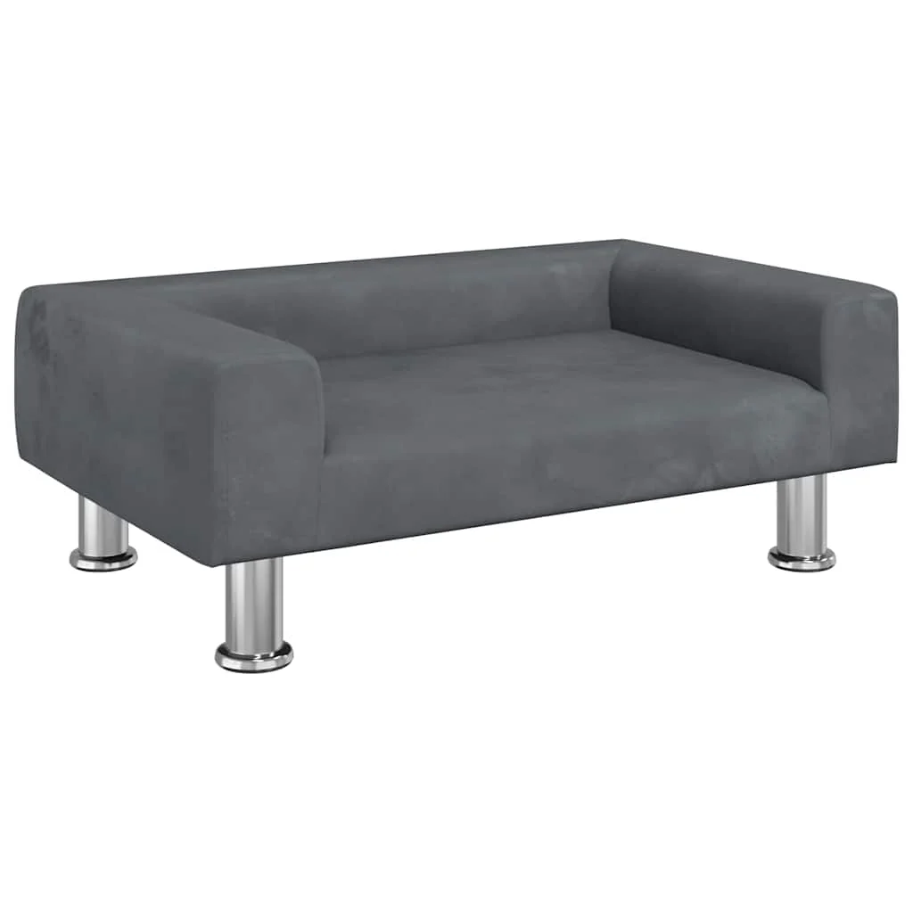 vidaXL Dog Bed Dark Grey 70x45 x 10.4 " Velvet - Image 2
