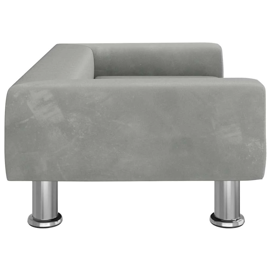 vidaXL Dog Bed Light grey Velvet, Solid pine wood, Chromed steel - Image 4