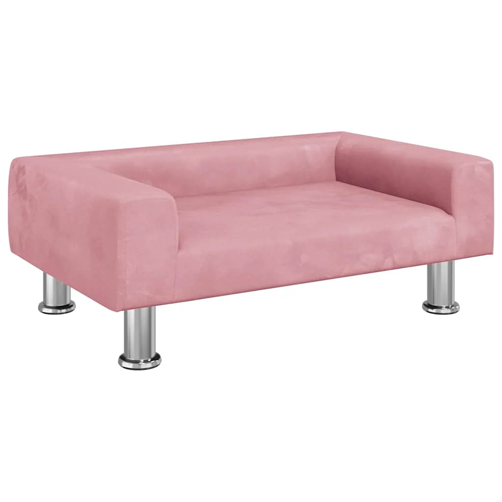 vidaXL Dog Bed Pink 70x45 x 10.4 " Velvet - Image 2