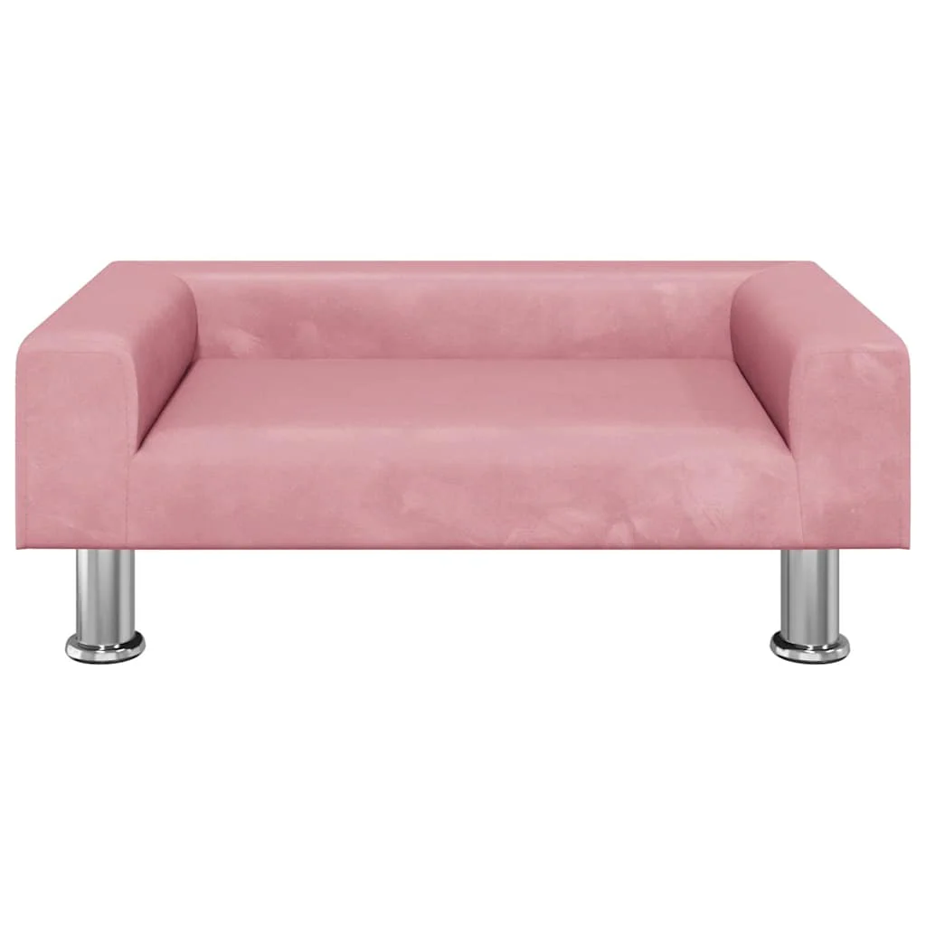 vidaXL Dog Bed Pink 70x45 x 10.4 " Velvet - Image 3