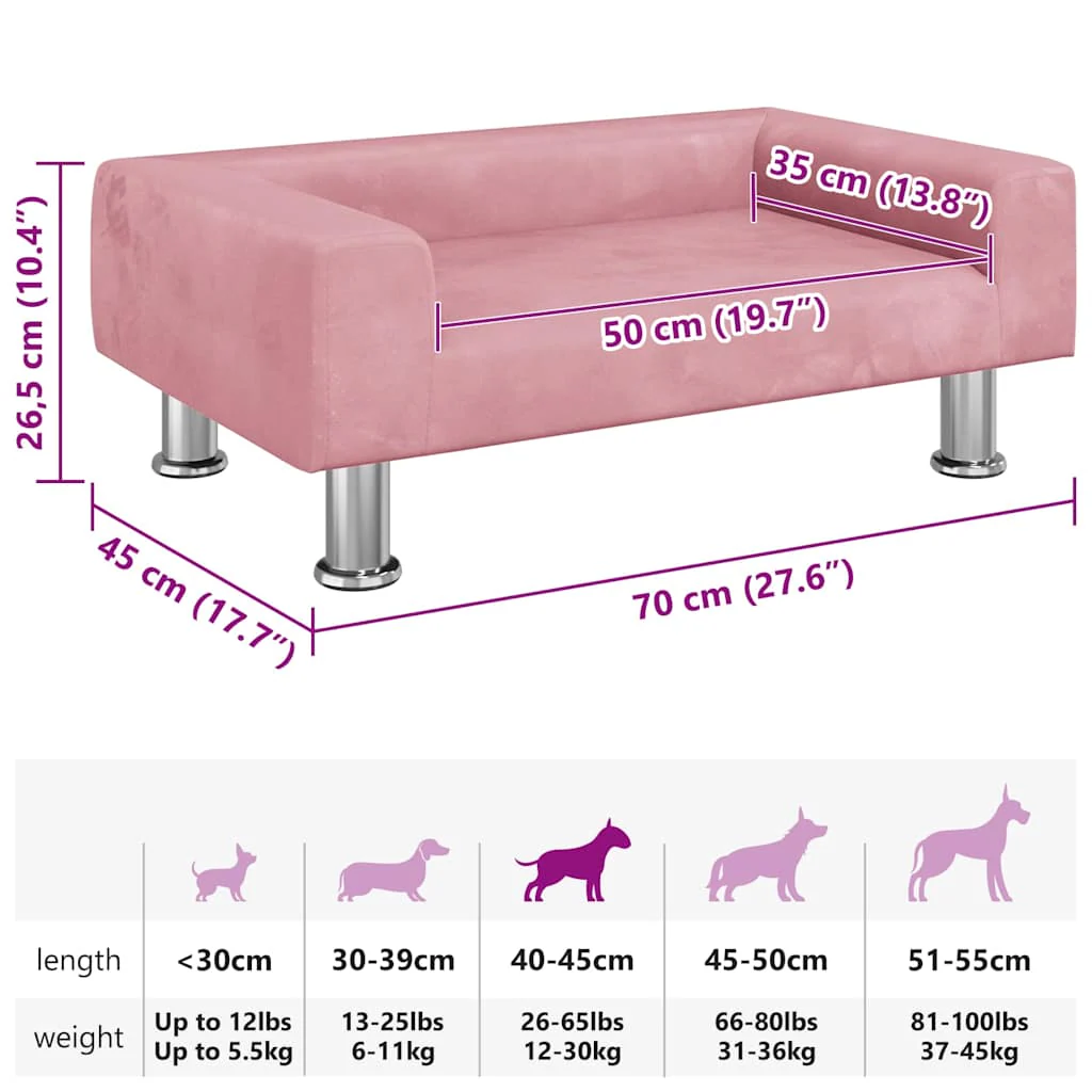 vidaXL Dog Bed Pink 70x45 x 10.4 " Velvet - Image 7
