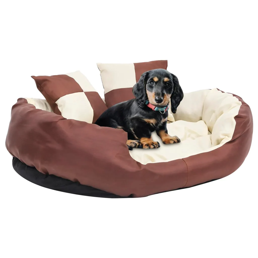 vidaXL Dog Cushion Brown and Cream 420D Oxford fabric, PU coating