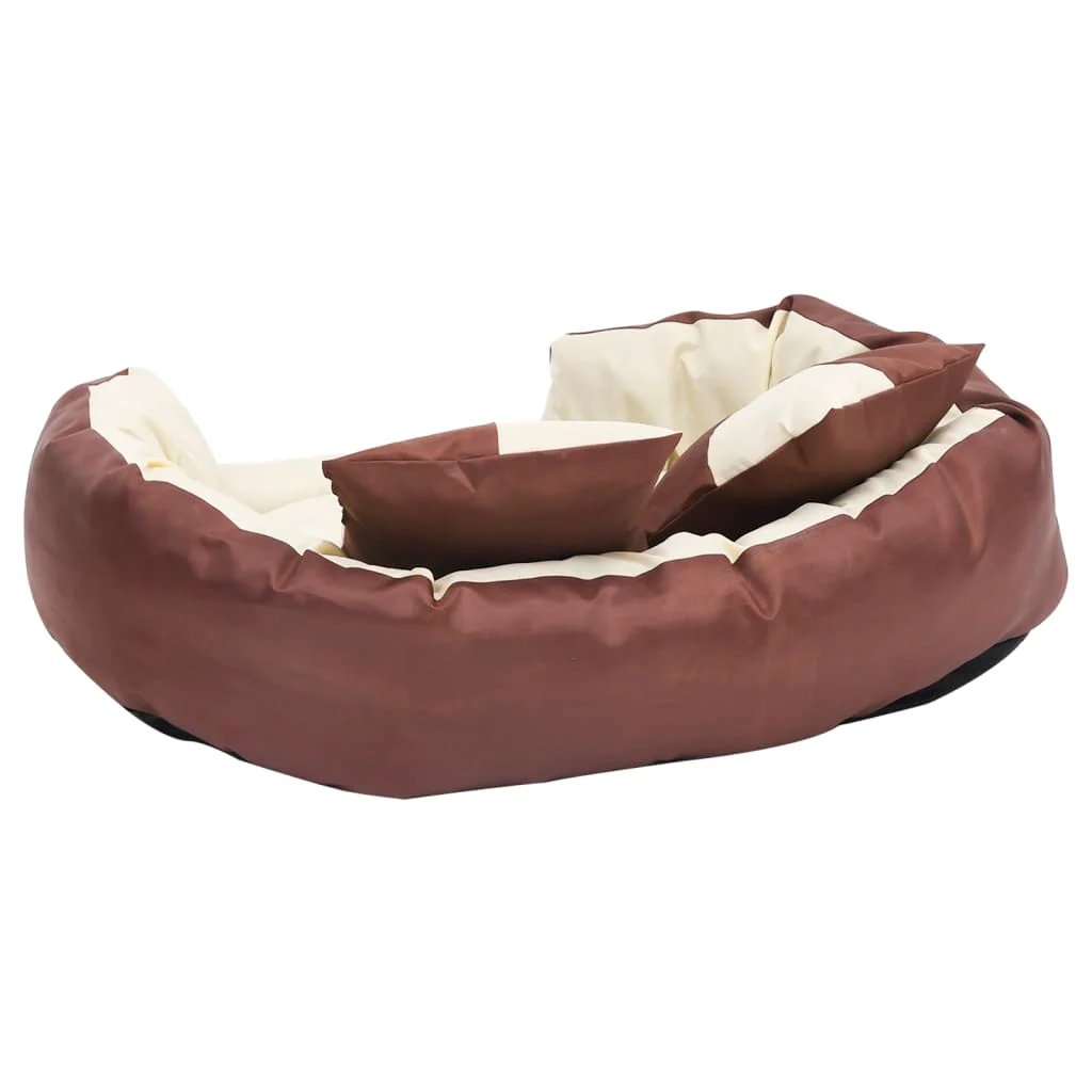 vidaXL Dog Cushion Brown and Cream 420D Oxford fabric, PU coating - Image 5