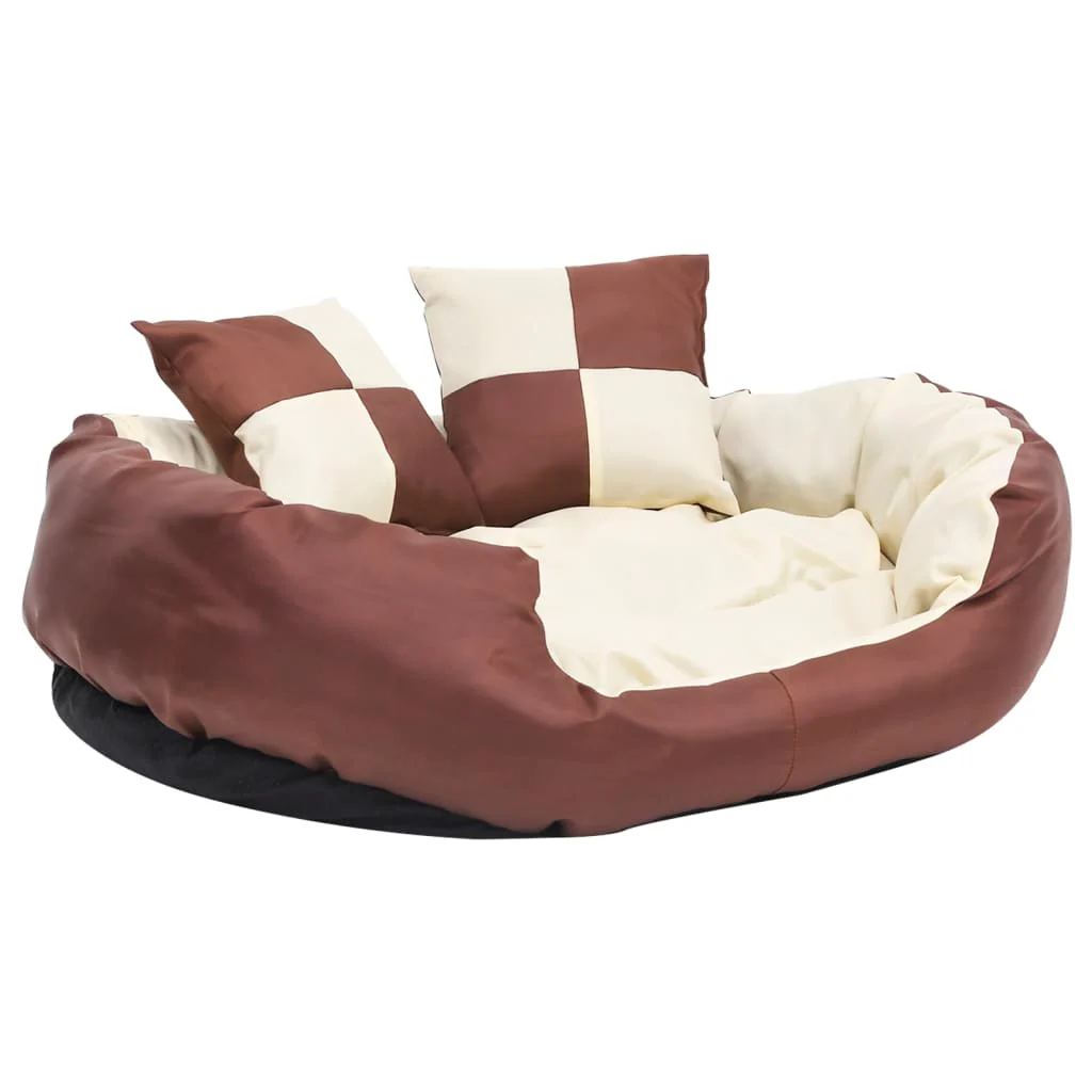 vidaXL Dog Cushion Brown and Cream 420D Oxford fabric, PU coating - Image 6