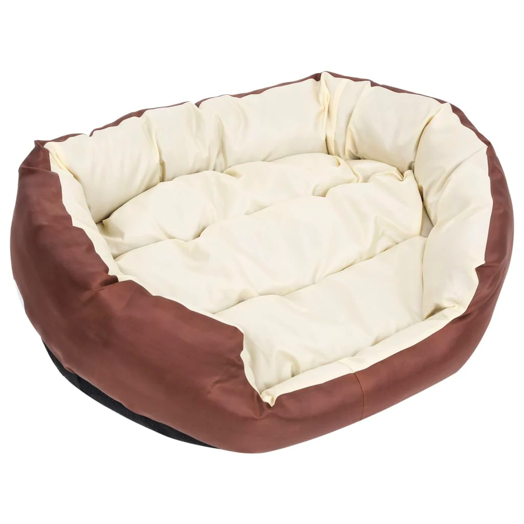 vidaXL Dog Cushion Brown and Cream 420D Oxford fabric, PU coating - Image 8