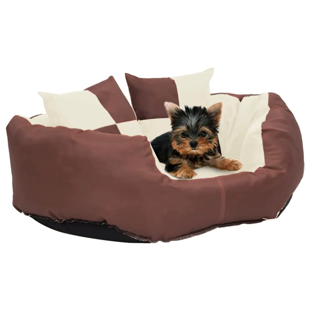 vidaXL Dog Cushion Brown and cream 420D Oxford fabric with PU coating