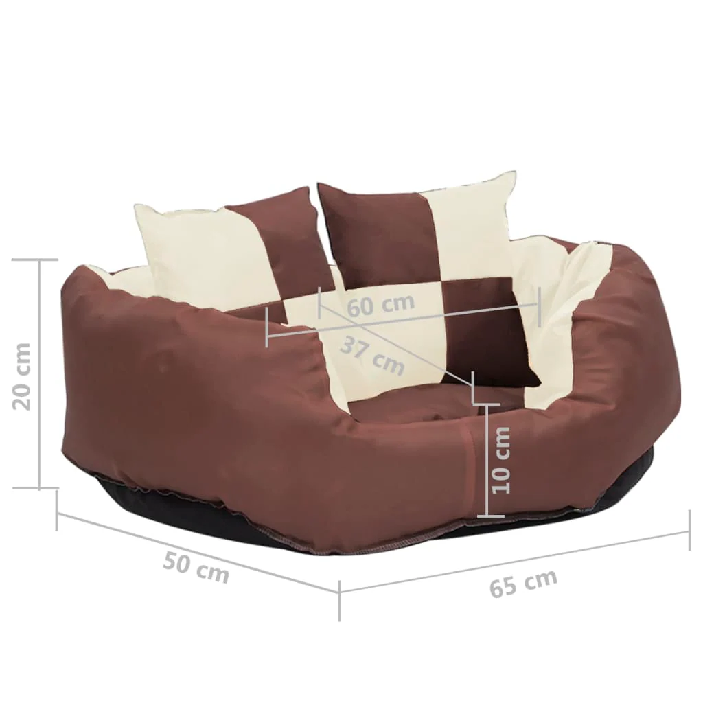 vidaXL Dog Cushion Brown and cream 420D Oxford fabric with PU coating - Image 11