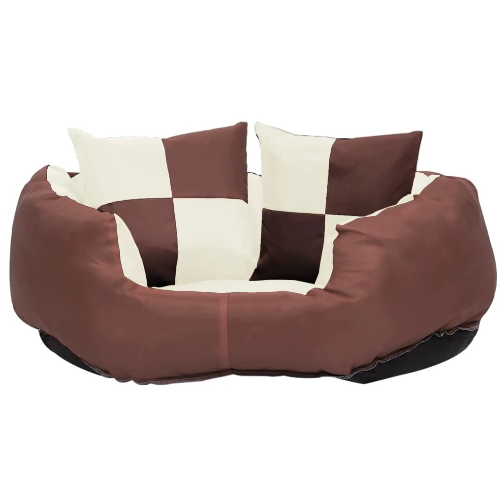 vidaXL Dog Cushion Brown and cream 420D Oxford fabric with PU coating - Image 3