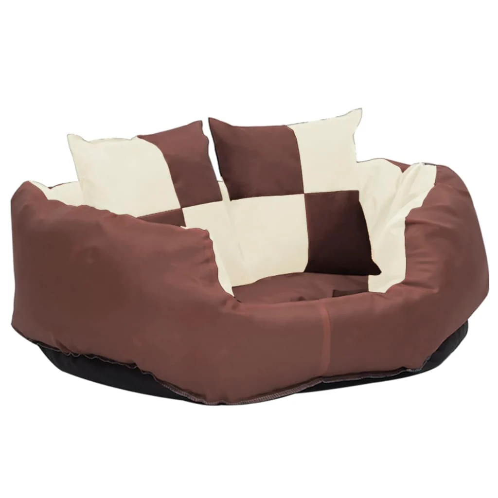 vidaXL Dog Cushion Brown and cream 420D Oxford fabric with PU coating - Image 6