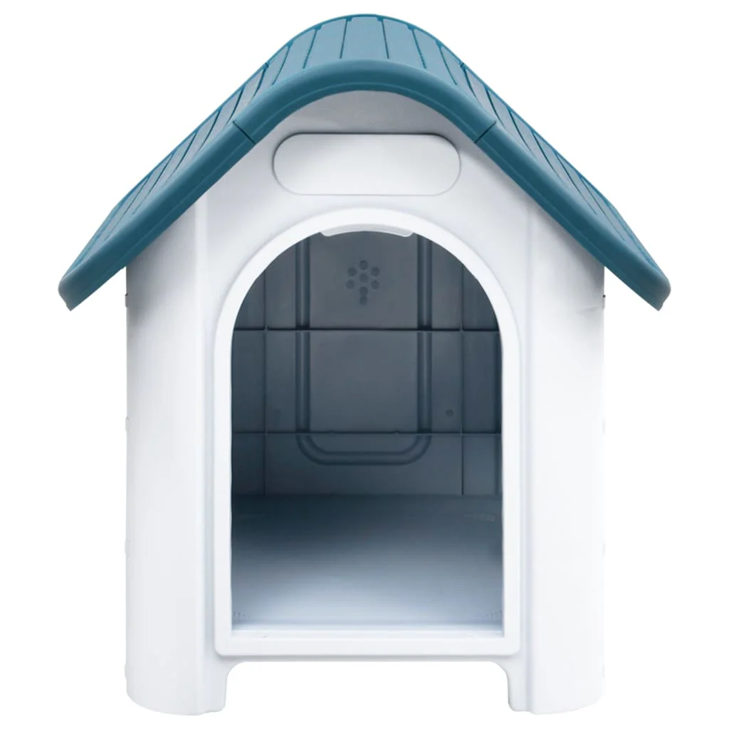 vidaXL Dog House Blue and White Polypropylene Small Durable Dog House - Image 2