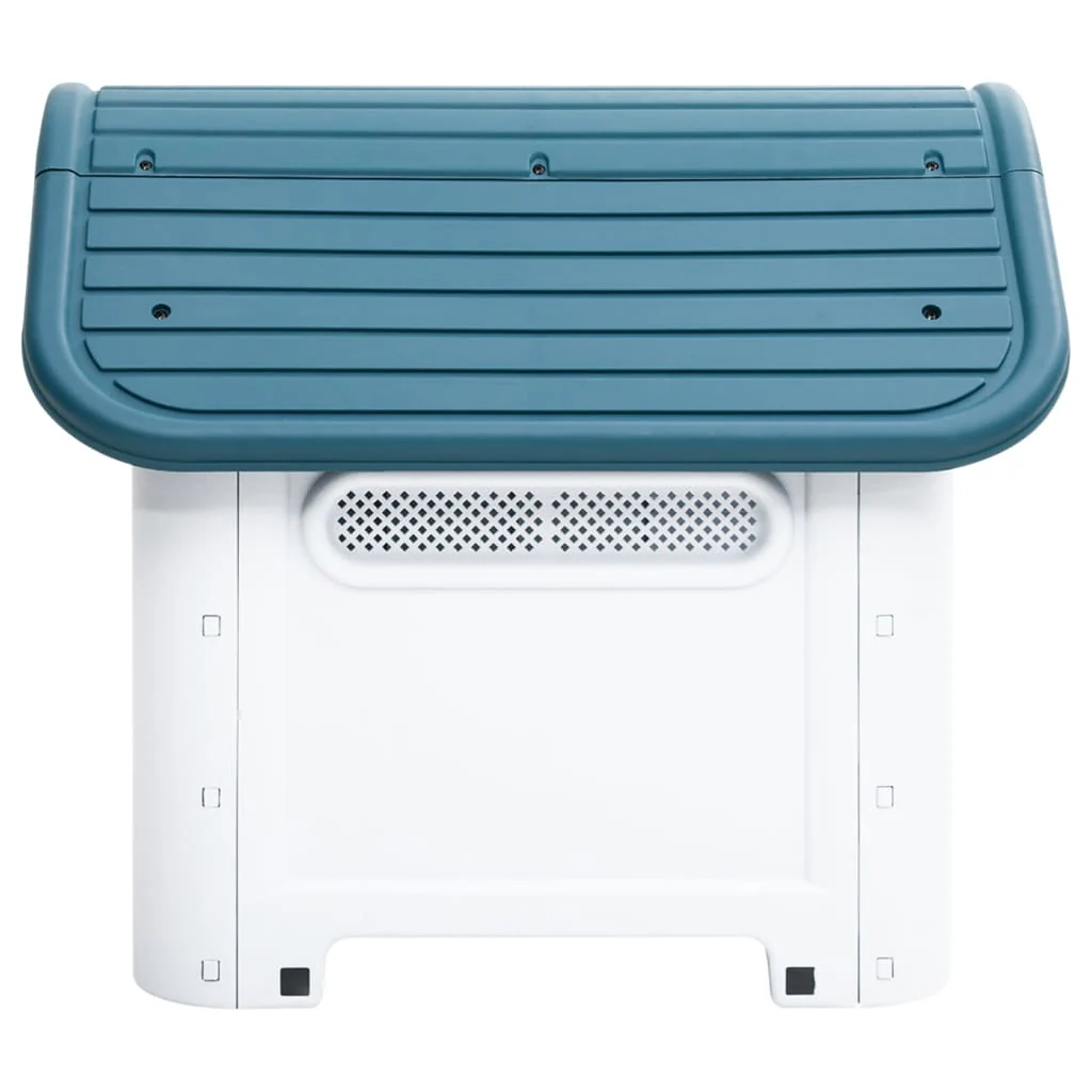vidaXL Dog House Blue and White Polypropylene Small Durable Dog House - Image 3
