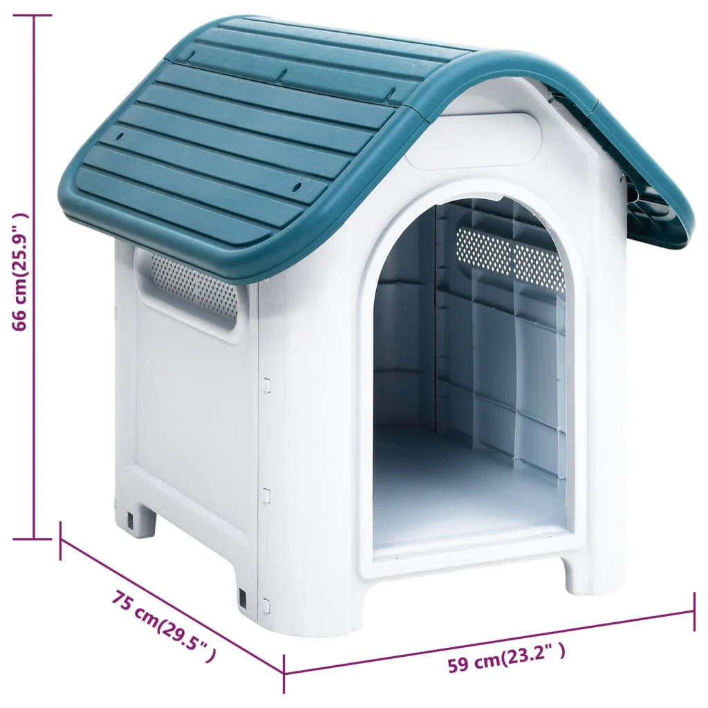 vidaXL Dog House Blue and White Polypropylene Small Durable Dog House - Image 8