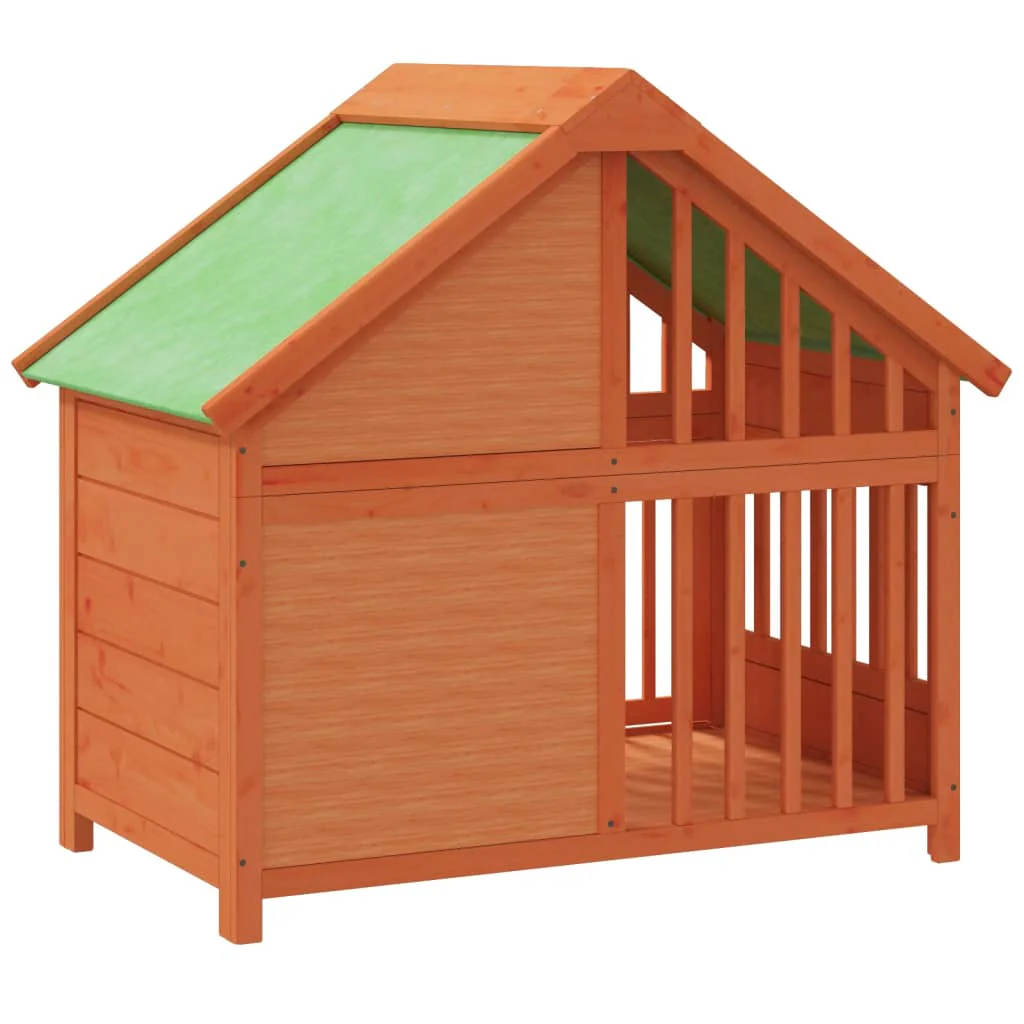 vidaXL Dog Kennel Brown and Green Solid Pine Wood, Plywood - Image 6