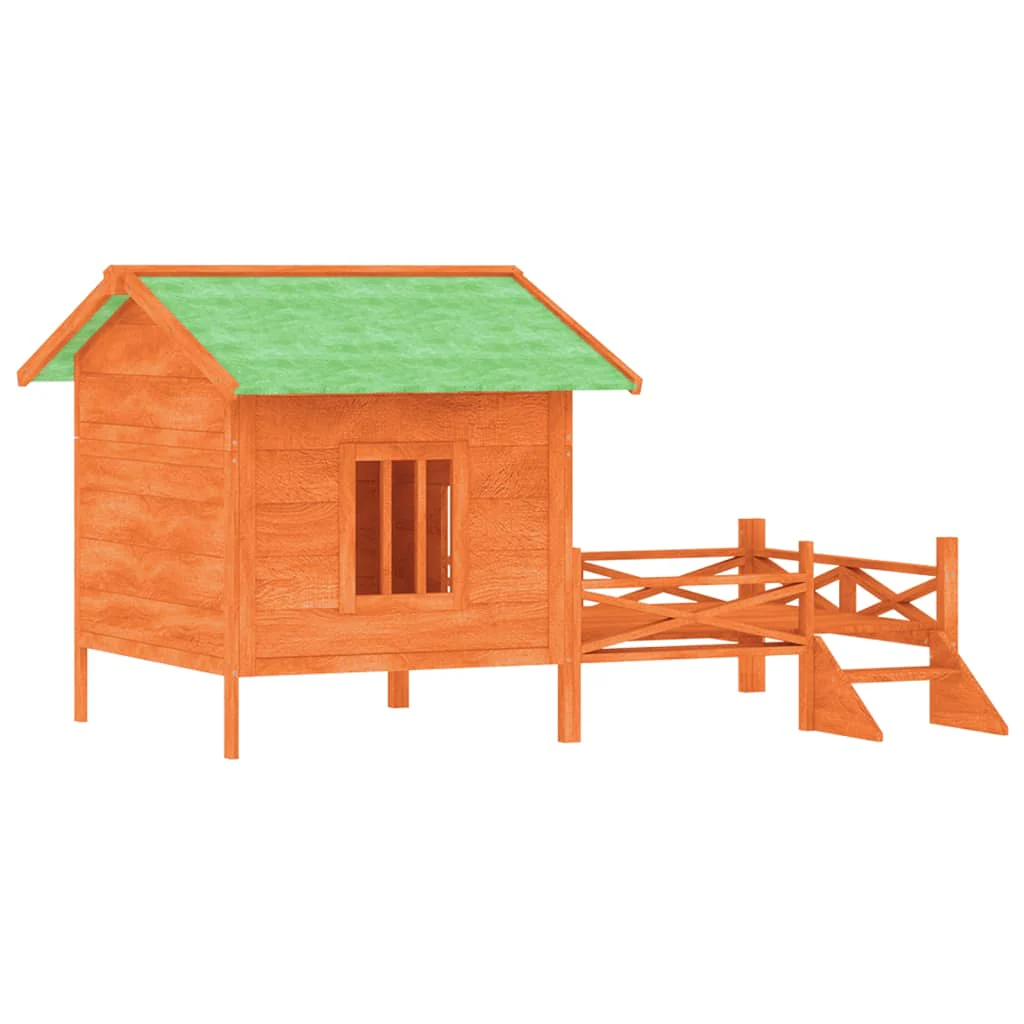vidaXL Dog Kennel Brown Solid pine wood Large Durable Dog Kennel - Image 2