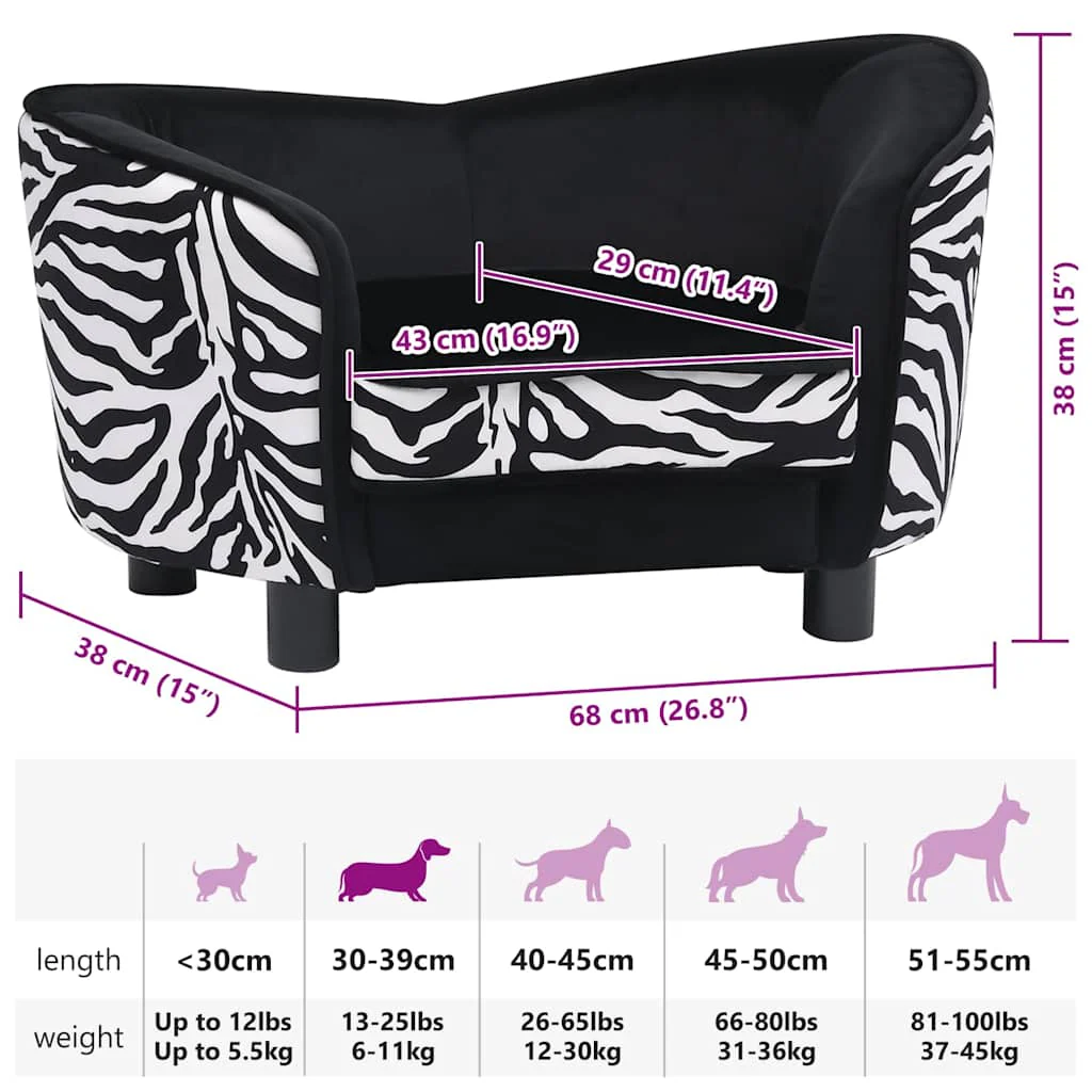 vidaXL Dog Sofa Black 26.8x15.0x15.0" Plush - Image 10