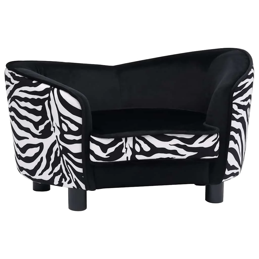 vidaXL Dog Sofa Black 26.8x15.0x15.0" Plush - Image 2