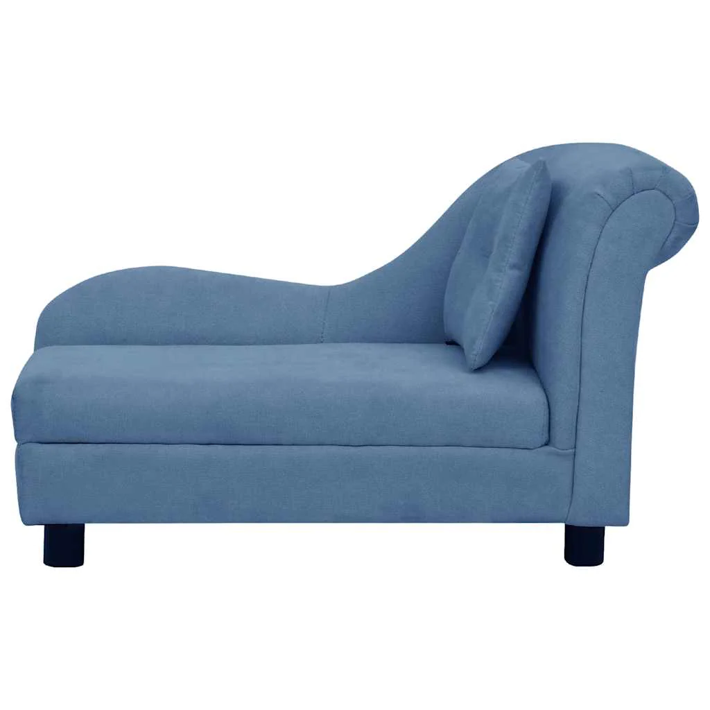vidaXL Dog Sofa Blue Plush (80% polyester, 20% cotton), solid pinewood - Image 5