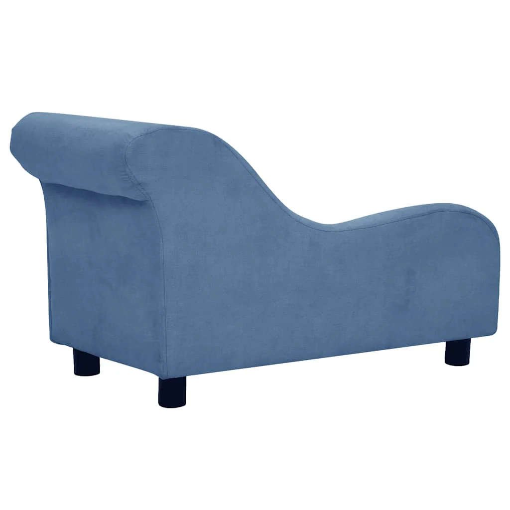 vidaXL Dog Sofa Blue Plush (80% polyester, 20% cotton), solid pinewood - Image 6