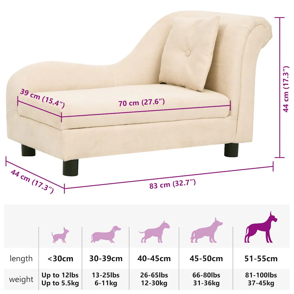 vidaXL Dog Sofa Cream - Image 9
