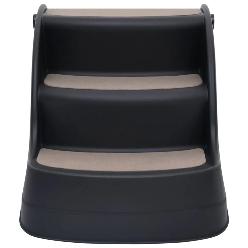 vidaXL Dog Stair Black Polypropylene 3-step Foldable Dog Stair - Image 3