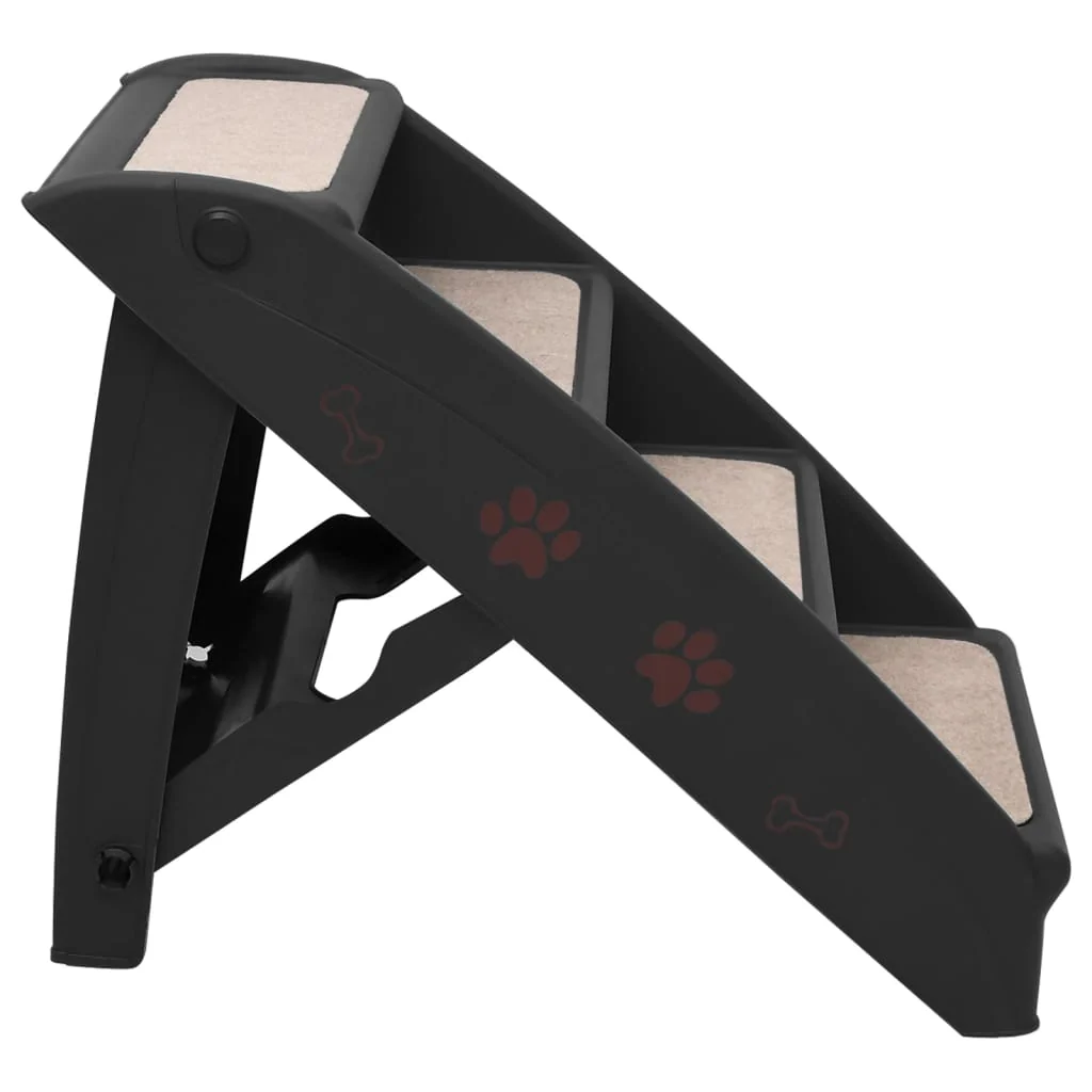 vidaXL Dog Stair Black PP (polypropylene), felt Medium Foldable - Image 4