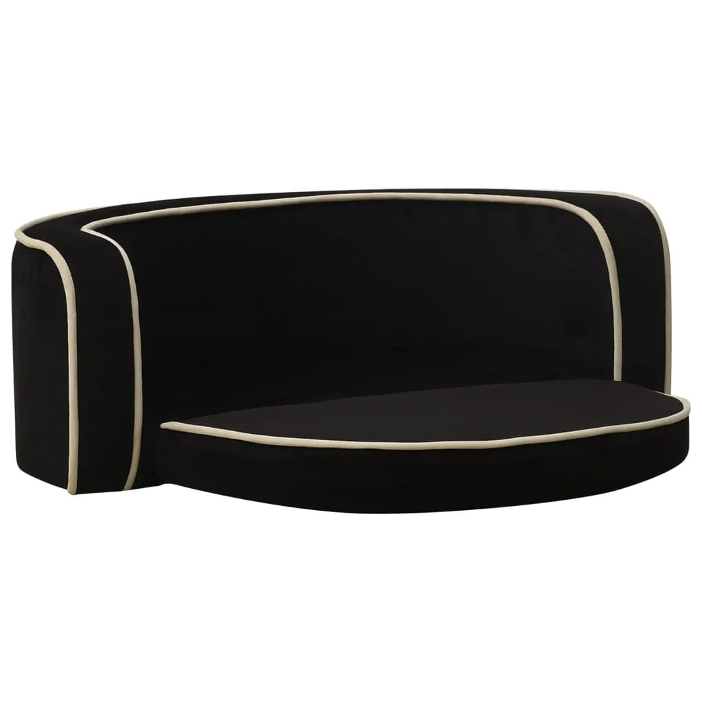 vidaXL Foldable Dog Sofa Black 28.7"x26.4"x10.2" Plush Washable Cushion - Image 2