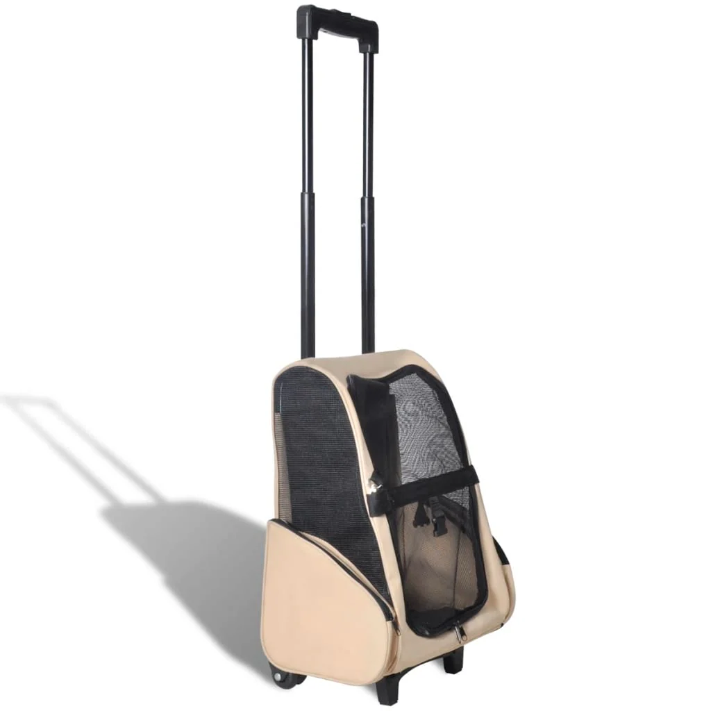 vidaXL Pet Carrier Beige Polyester and Metal Suitable for small pets