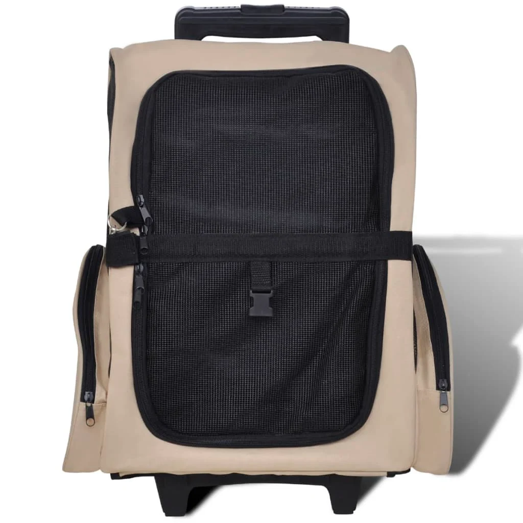 vidaXL Pet Carrier Beige Polyester and Metal Suitable for small pets - Image 2