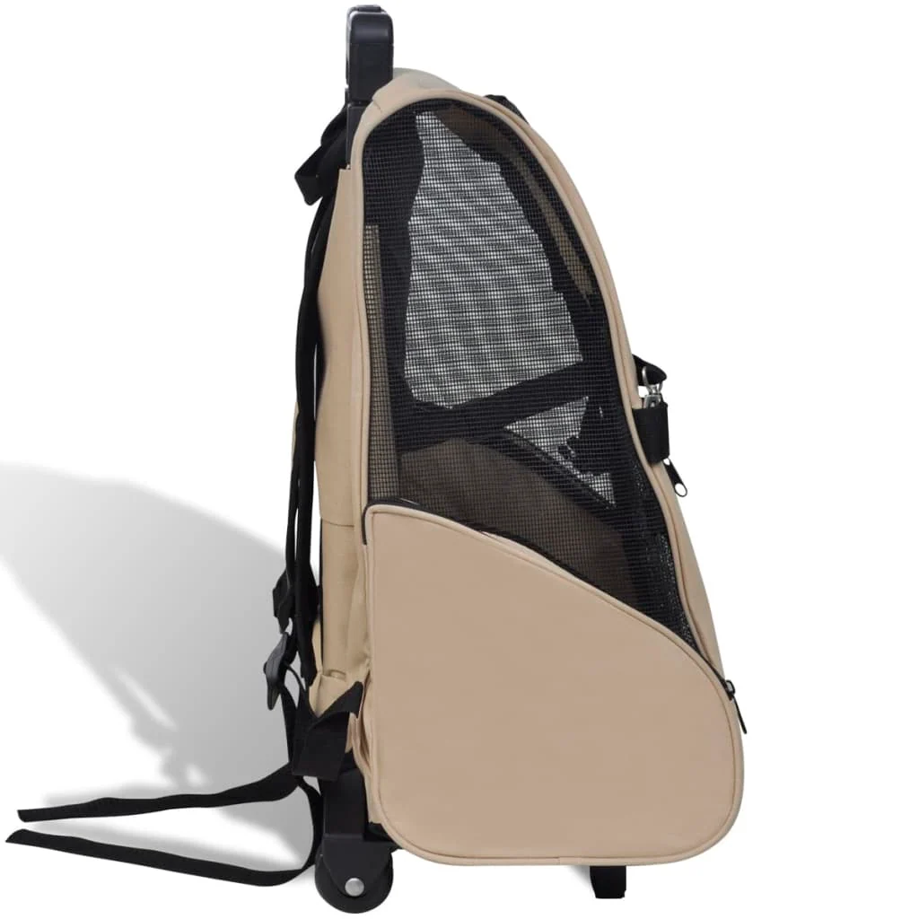 vidaXL Pet Carrier Beige Polyester and Metal Suitable for small pets - Image 3