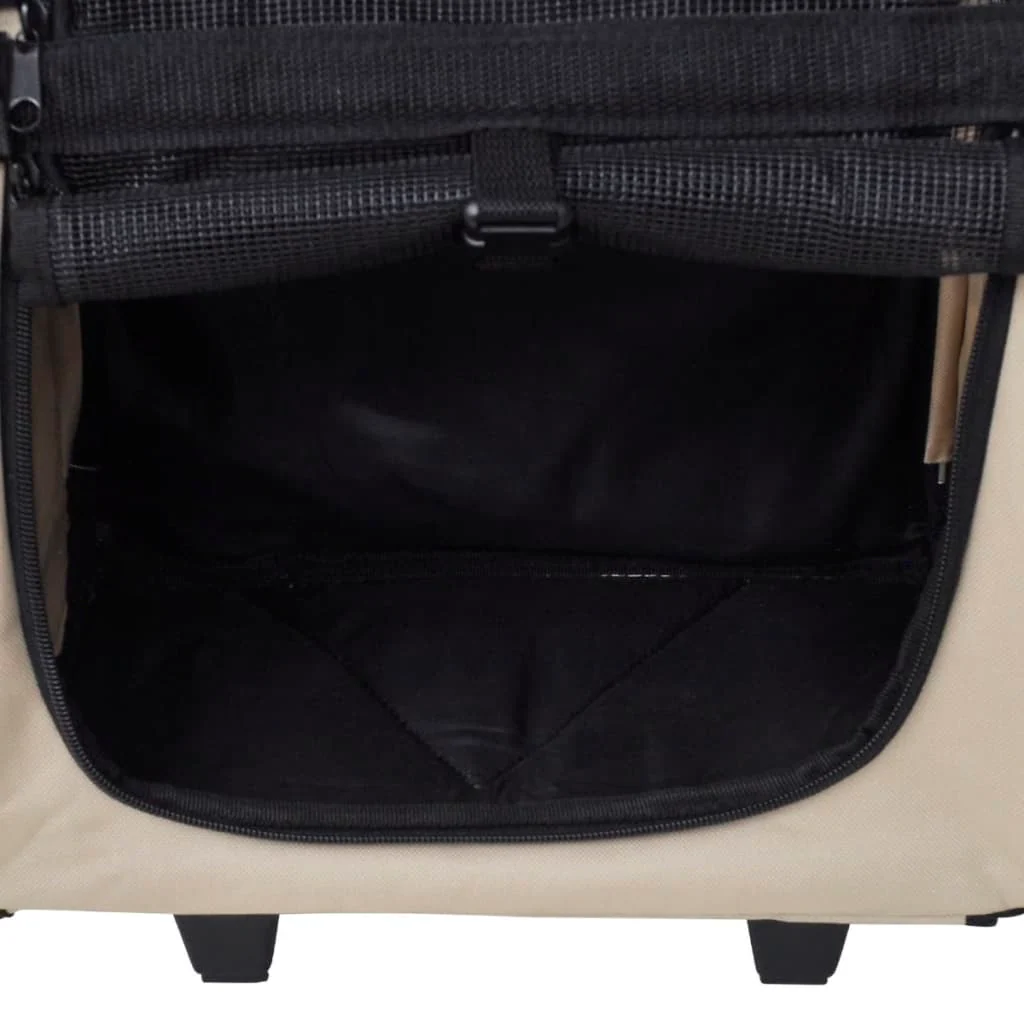 vidaXL Pet Carrier Beige Polyester and Metal Suitable for small pets - Image 6