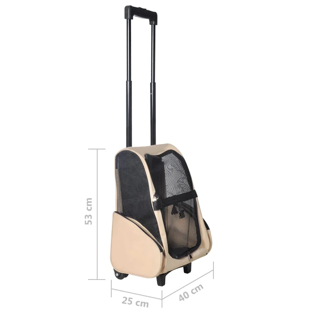 vidaXL Pet Carrier Beige Polyester and Metal Suitable for small pets - Image 7