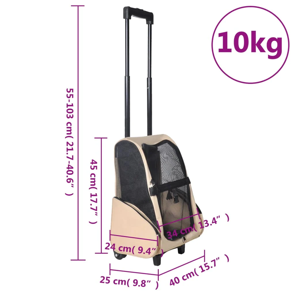 vidaXL Pet Carrier Beige Polyester and Metal Suitable for small pets - Image 8