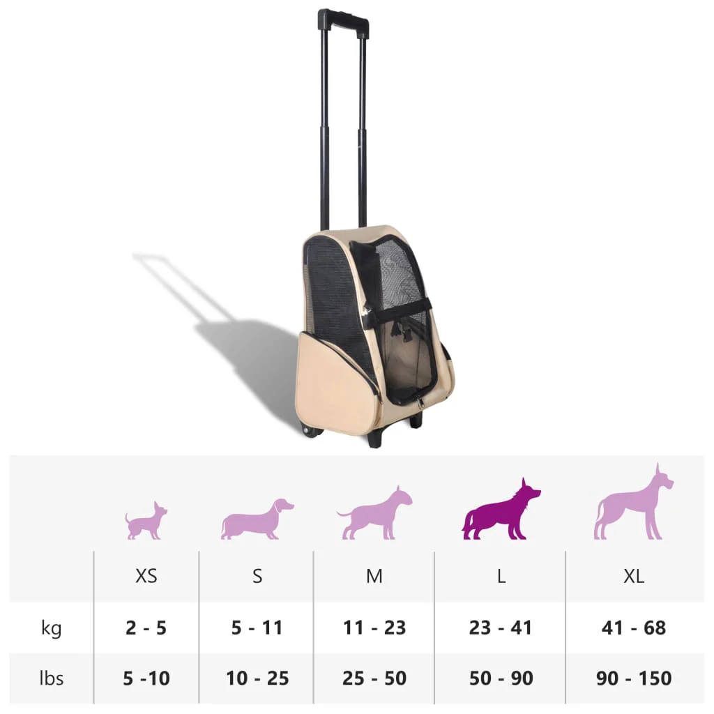 vidaXL Pet Carrier Beige Polyester and Metal Suitable for small pets - Image 9