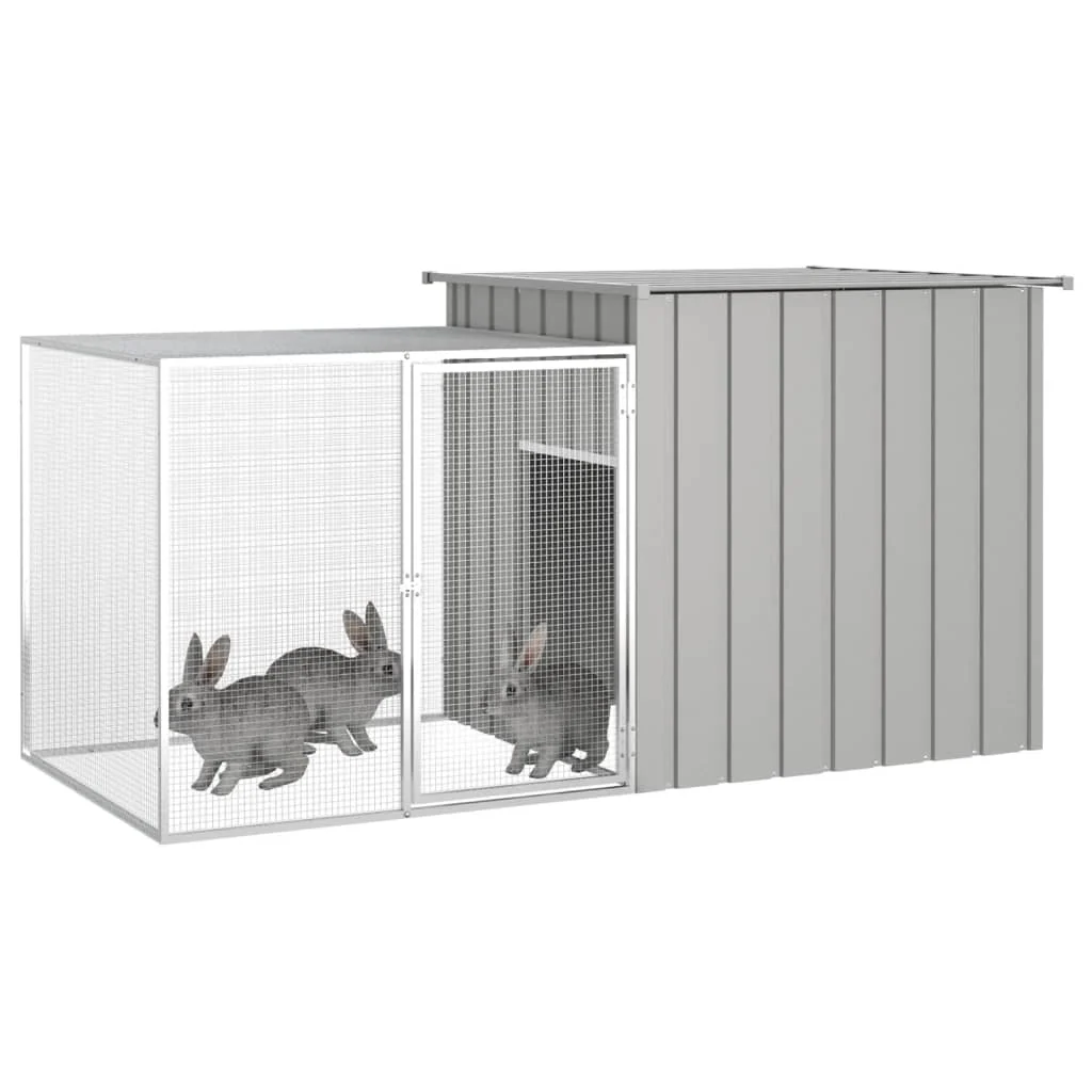 vidaXL Rabbit Cage Grey Galvanized Steel 78.7 in x 35.8 in x 39.4 in - Image 2