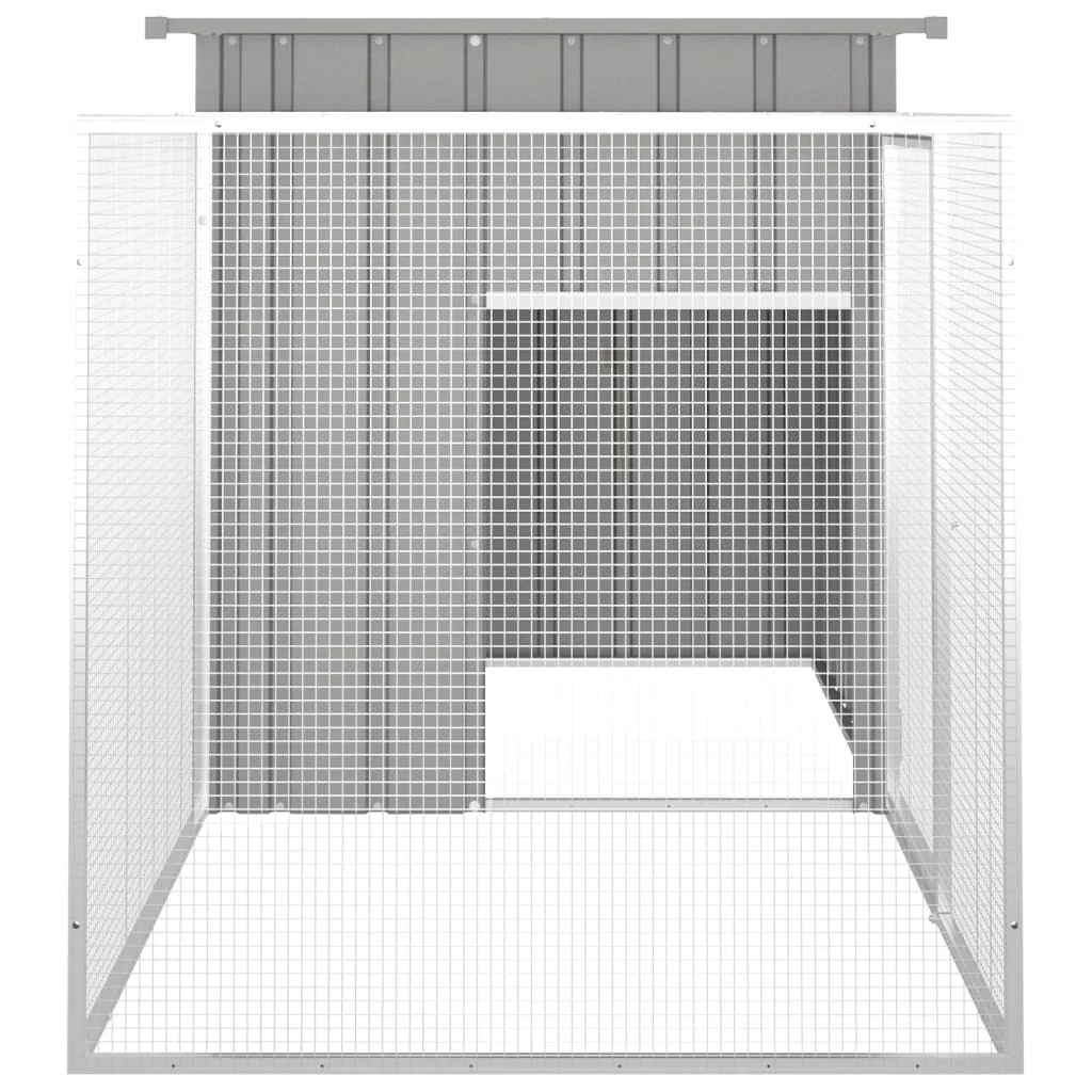 vidaXL Rabbit Cage Grey Galvanized Steel 78.7 in x 35.8 in x 39.4 in - Image 4