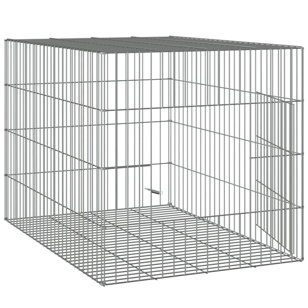 vidaXL Rabbit Cage Silver Galvanized Iron 30.7x21.3x21.3 in Durable - Image 4