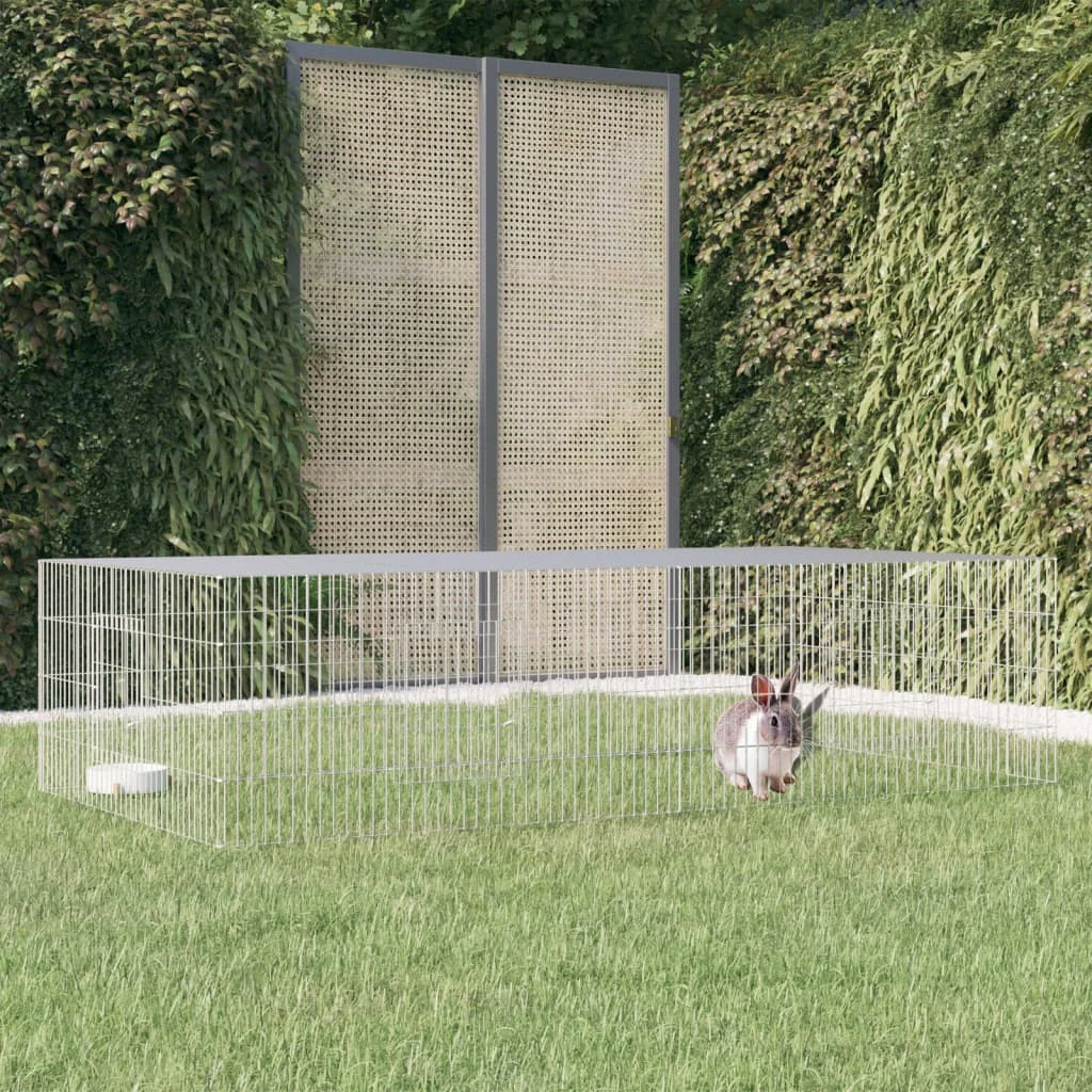 vidaXL Rabbit Cage Silver Galvanized Iron Large Rabbit Cage